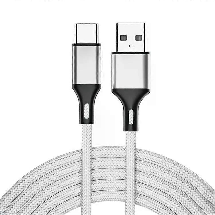 USB-C Fast Charging Cable-4 PCS 2.4A Braided Sync Data Cable,0.25m (Silver)