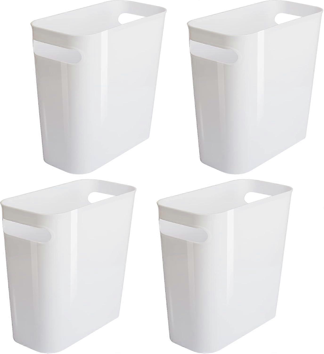 Sleek Compact Trash Can, Durable Plastic Garbage Bin, Built-in Handles