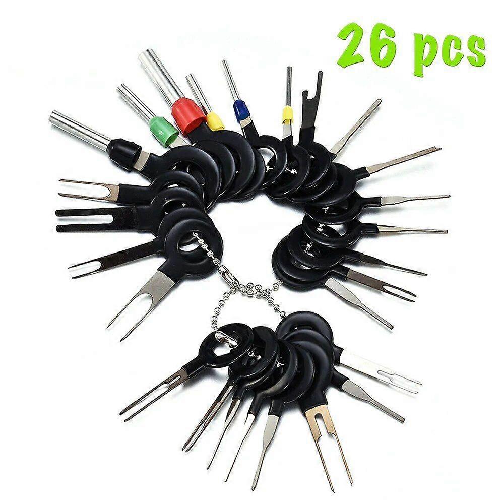 Set for disassembly of automotive terminals connectors, extractors for disassembly connectors, extraction of contacts, pins