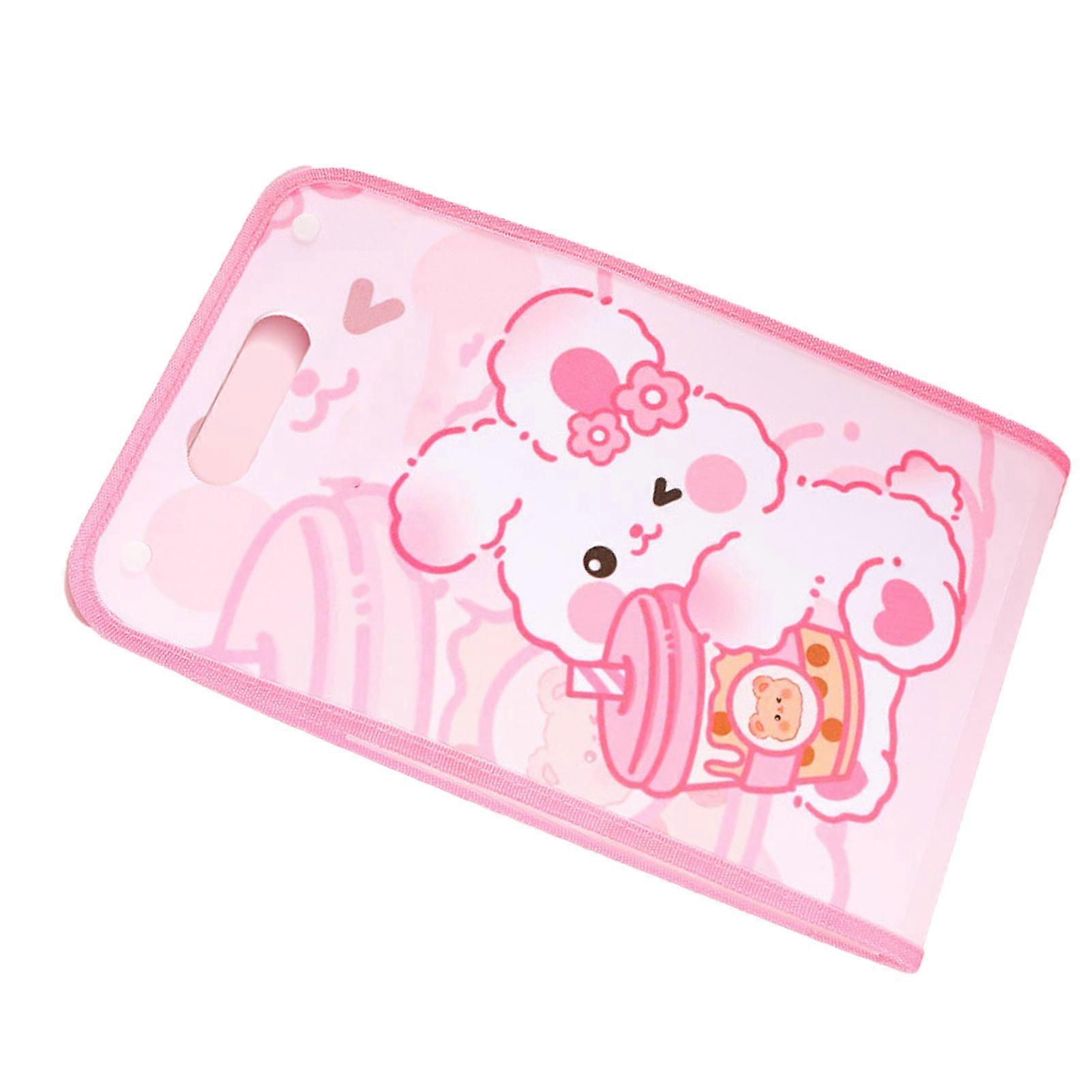 Paper Folder Multi Layer Waterproof Cute Pattern Plastic A4 File Folder Organ Bag for School Office Pink
