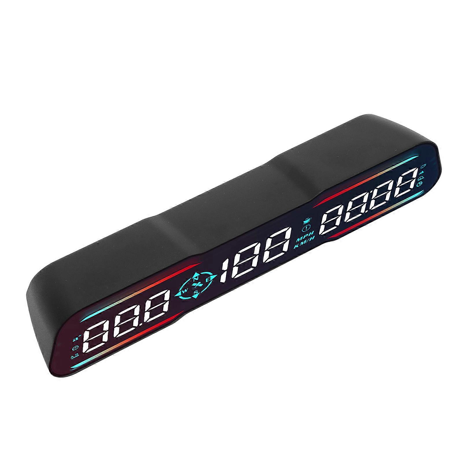 7 Inch Car LED HUD Display Time Speedometer Display Over Speed Warning Fatigue Driving Reminder Digital MPH Gauge Meter