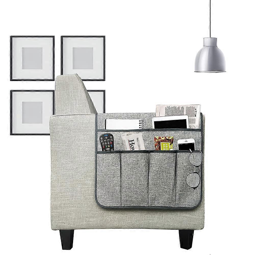 Holder Seat Chair For Sofa 6-Pocket Caddy With Slip Armrest Protector Tablet And Phone Storage Gray