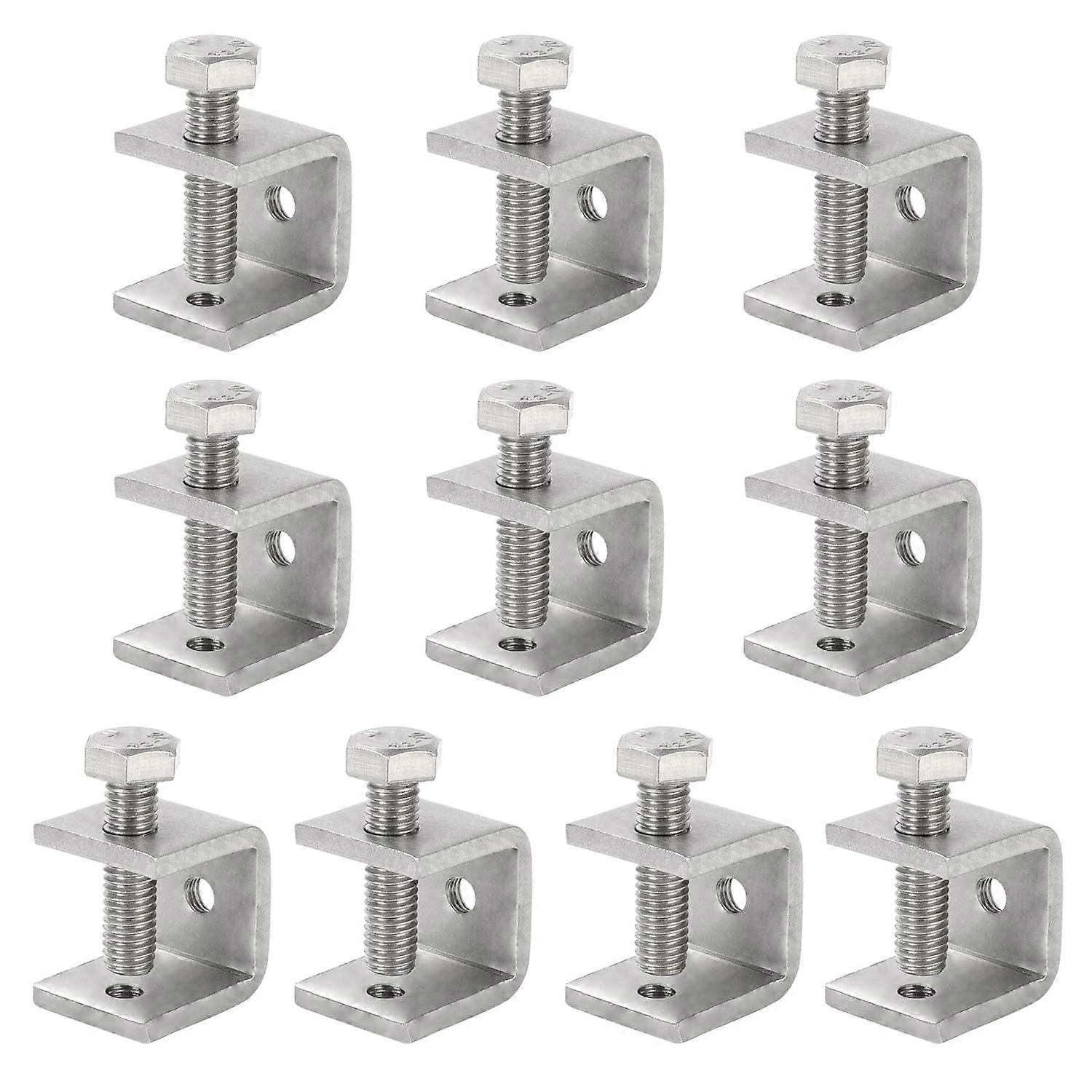 53/64' (21 mm) Mini C Clamps Stainless Small Steel, CClamp for Woodworking Welding (10 Pack)