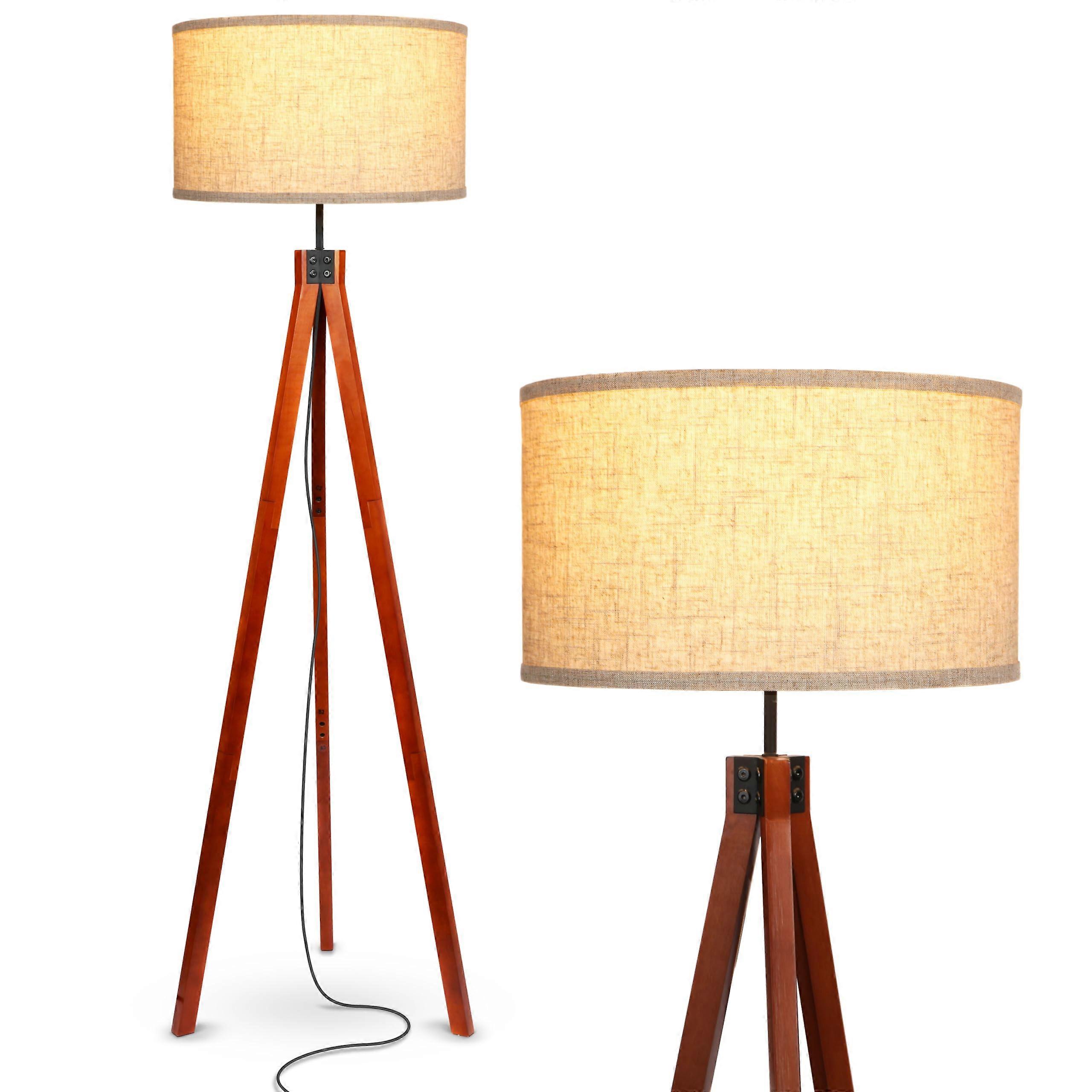 Eden Tripod Floor Lamp, Dimmable Standing Lamp Solid with Wood Legs for Bedroom Reading