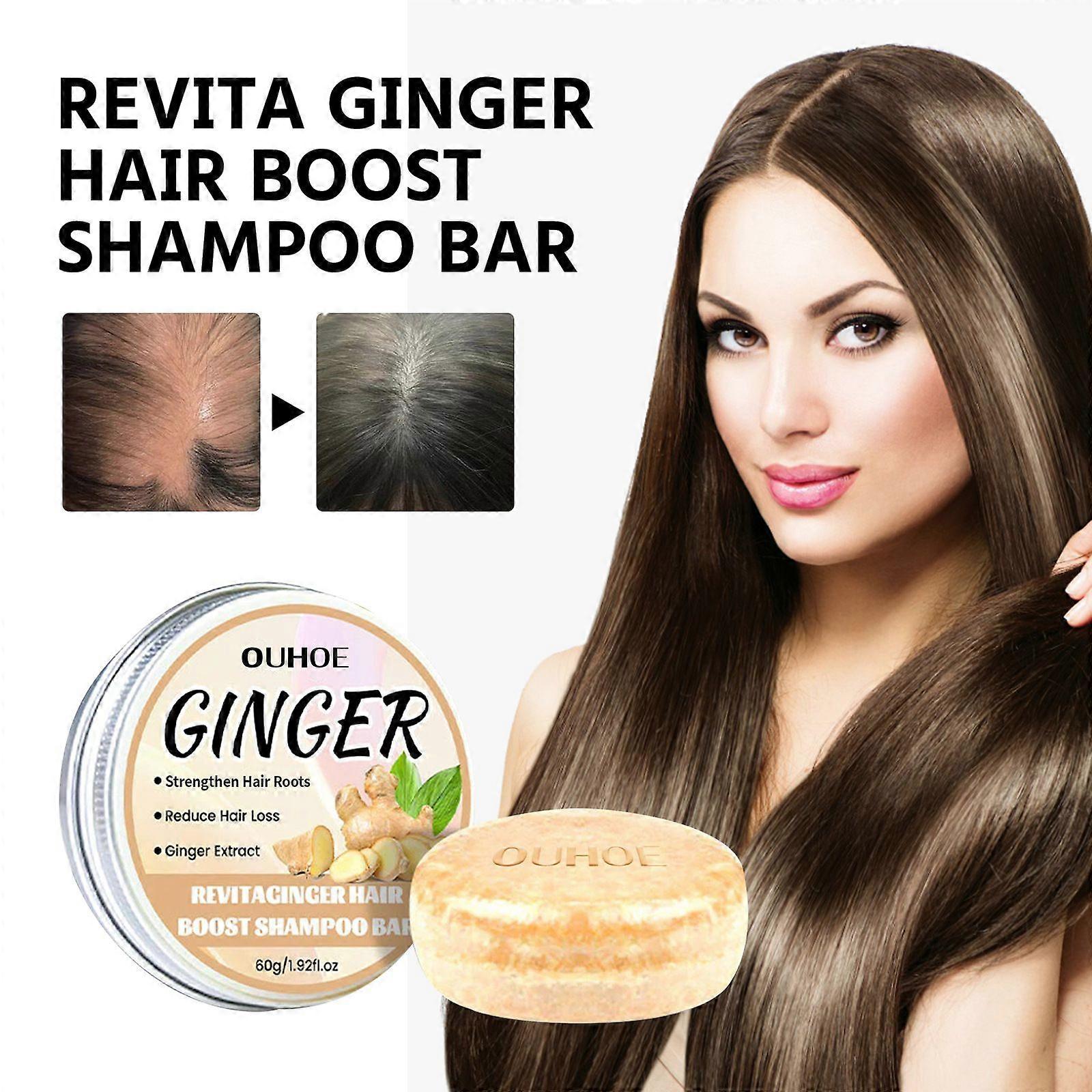 60g OUHOE Ginger Shampoo Bar Root-Strengthening Solid Soap for Hair Vitality