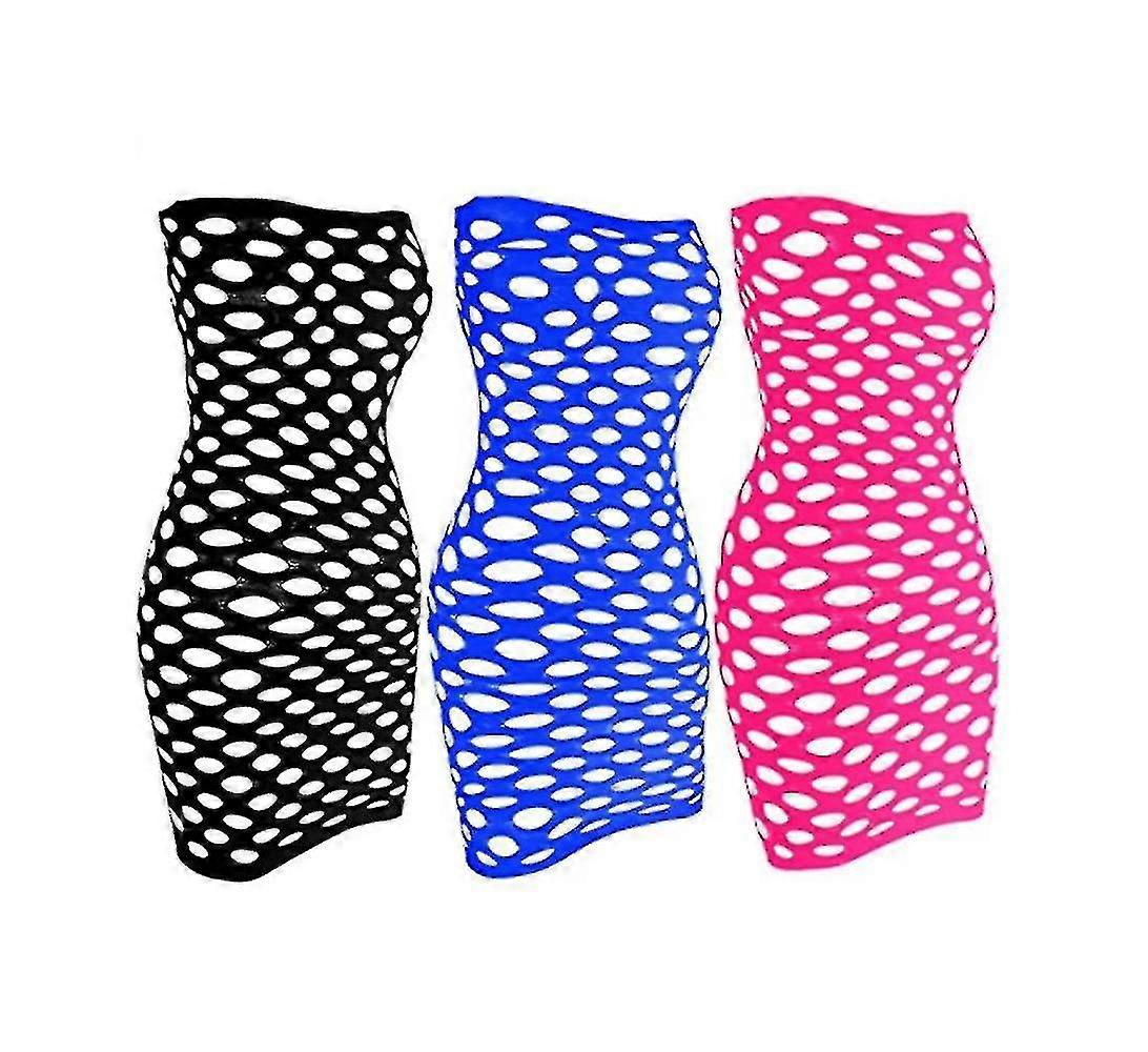 3 عبوات من مجموعات الملابس الداخلية الشبكية - أنبوب شبكة صيد السمك للنساء والفتيات وفساتين صغيرة من بيبي دول