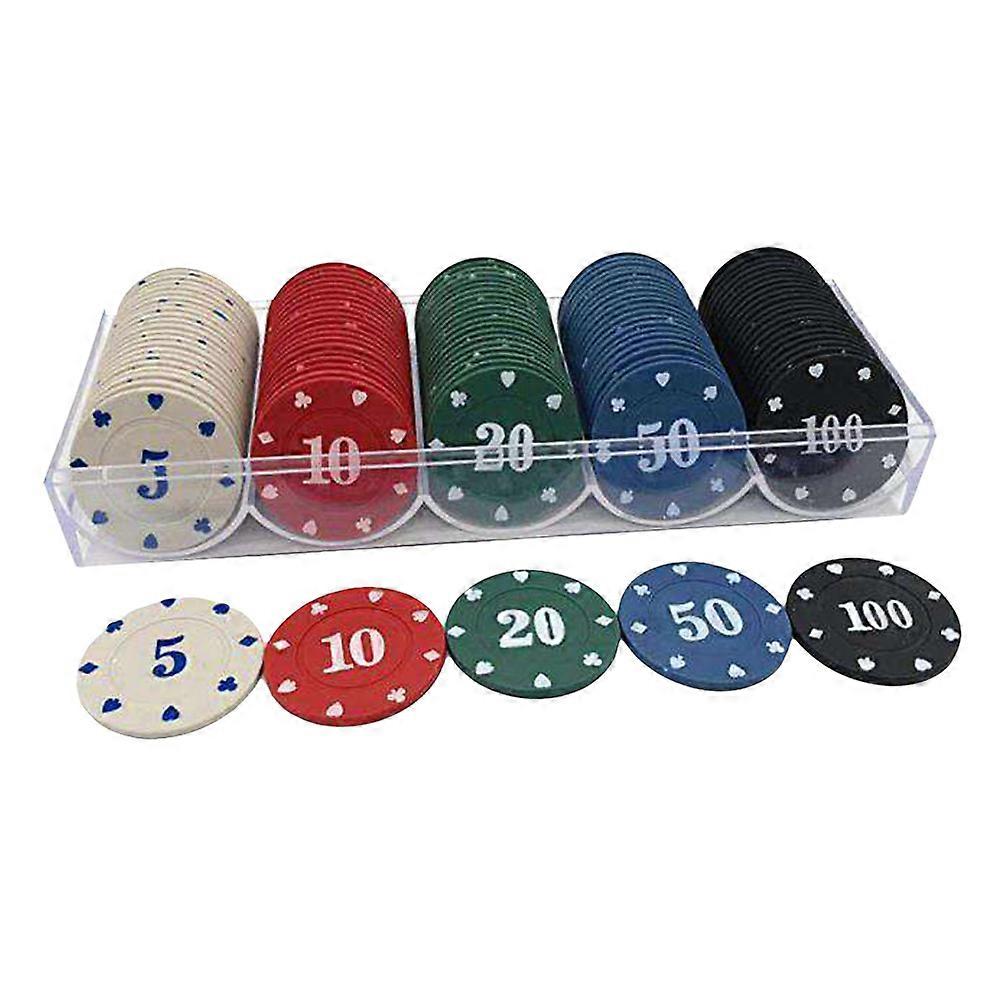 100Pcs Counting Game Chips Plastic Poker Chips Markers with Box for Math Practice Poker Chips Game