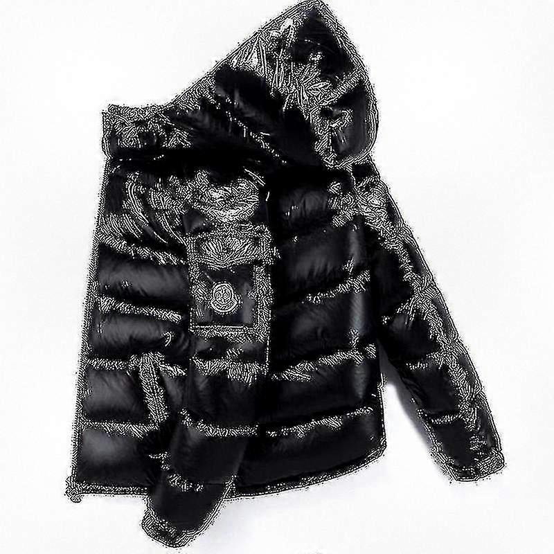 Shiny Stand Collar Hooded Winter Down Coat for Women and Men on Fruugo
