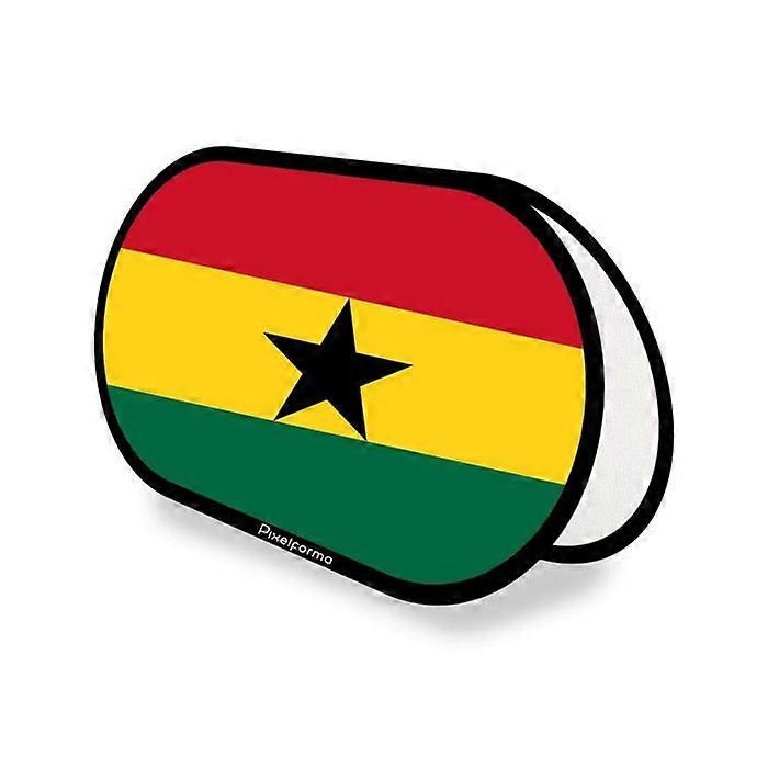 Oval Flag - Ghana - 70 x 120 cm - Polyester - Double-sided Print - Retractable Foldable