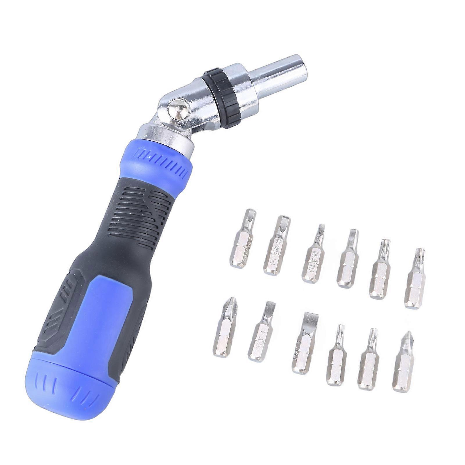 13-in-1 Handheld Ratchet Screwdriver Multifunctional 12Bits Telescopic Small Screwdriver 180Degree 5-Position Pivoting Multicolor