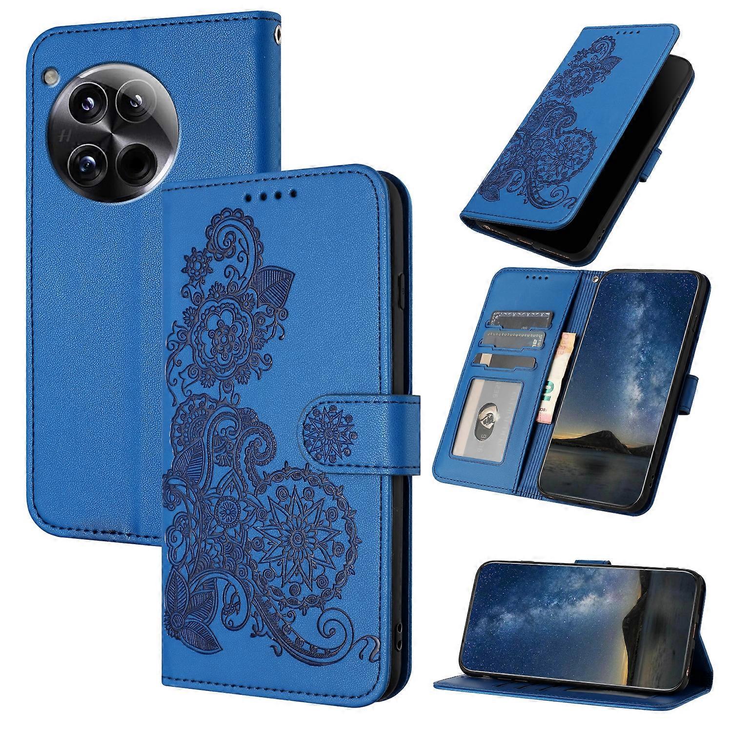 Datura Flower Embossed Flip Leather Phone Case