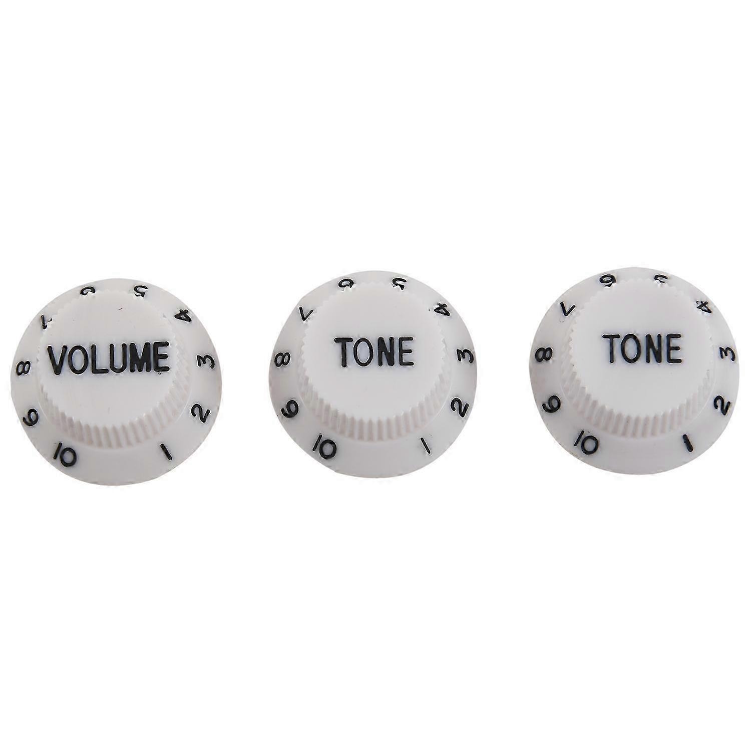 Strat Style Guitar Control Knobs Set - 1 Volume & 2 Tone Knobs, Black/White Replacement Parts