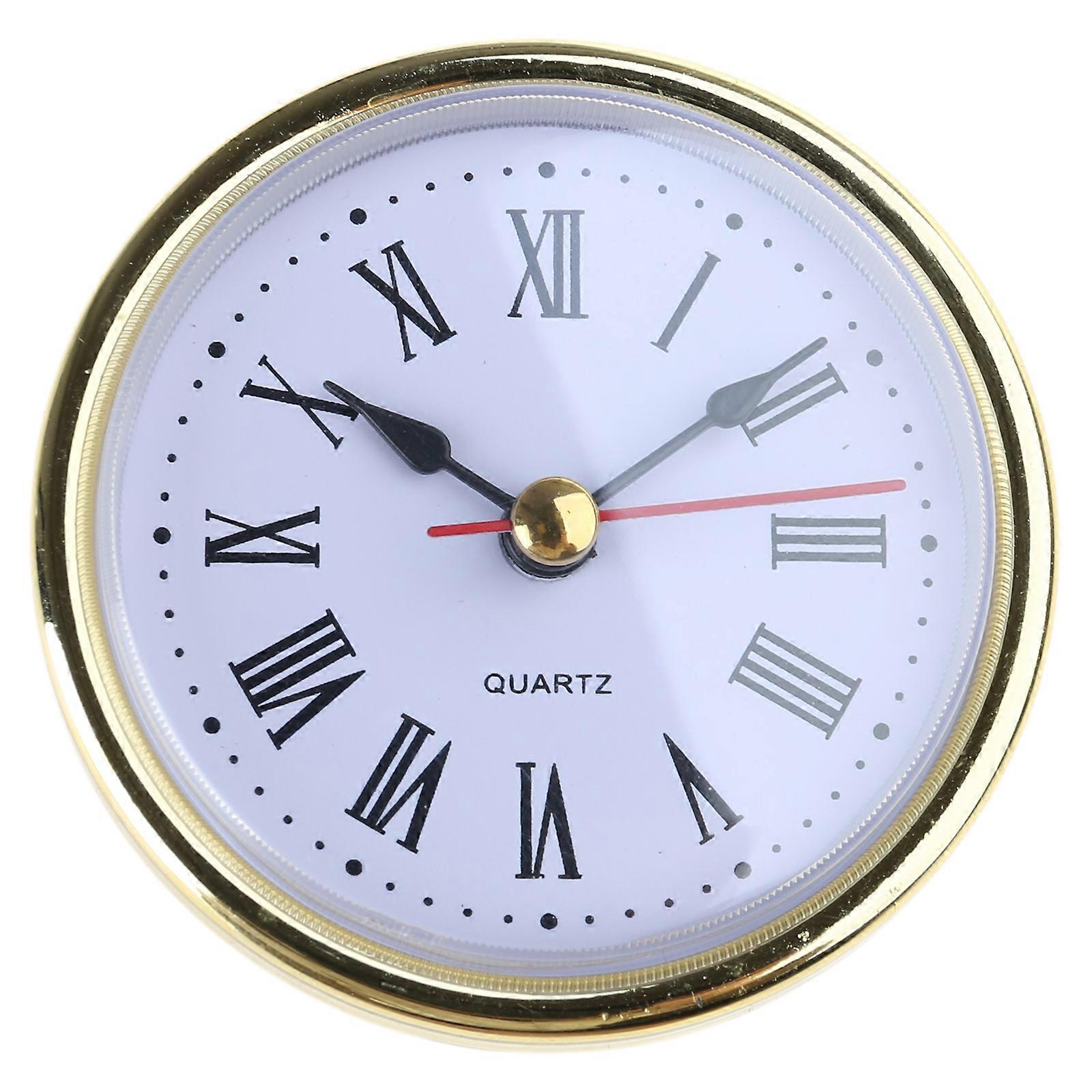 65mm Clock Insert with Roman Numeral Quartzs Movement Gold Trim Roman Numeral Round Clocks DIY Crafts Accessories Home