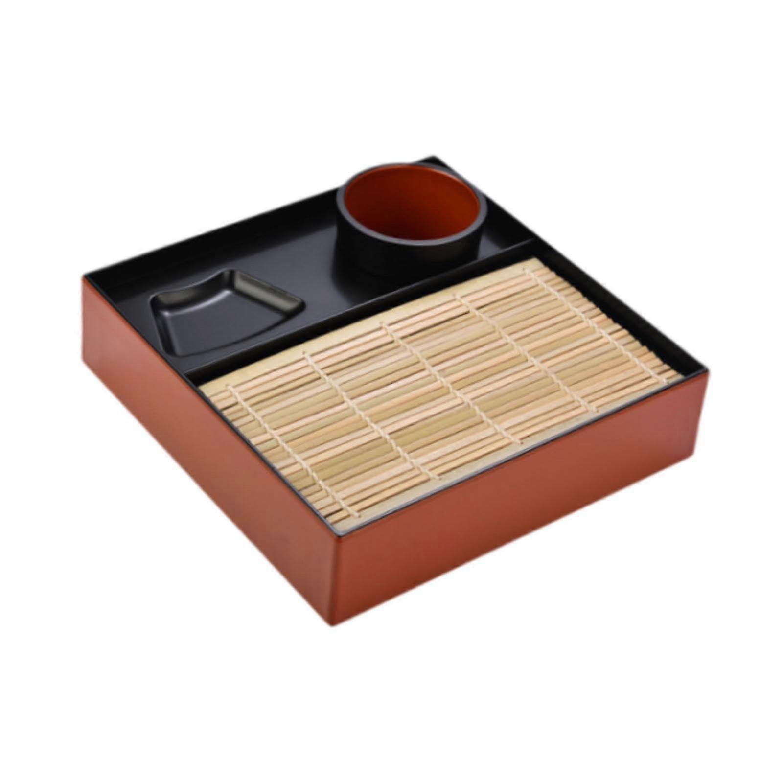 Square Serving Tray For Sushi Udon Soba Concave Sauce Holders Durable Plastic Tableware For Parties Restaurants Kitchens Red