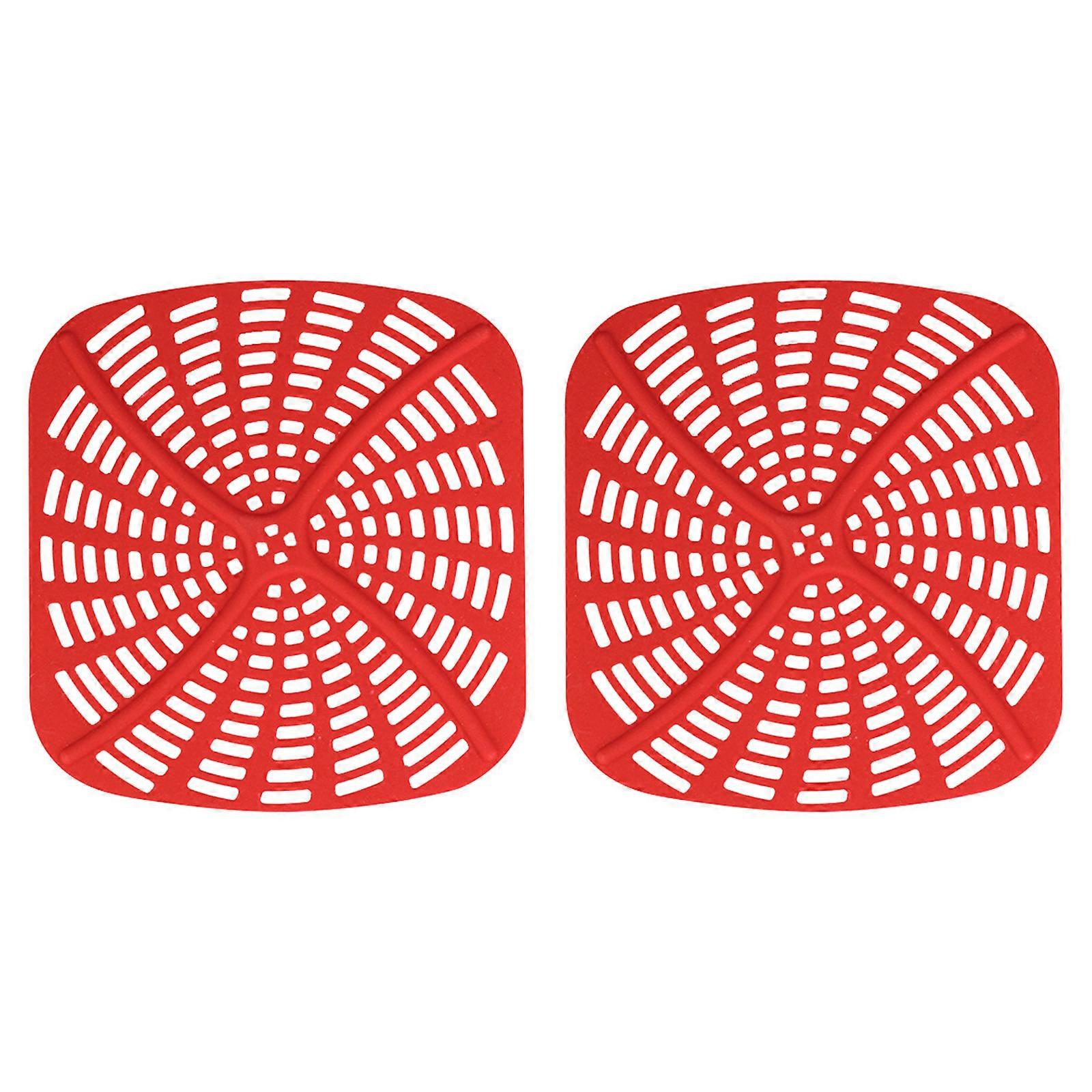 2Pcs Air Fryers Silicone Pad NonStick Liners Replacement Reusable Perforated Mats for AG300 AG300C AG301C AG302 AG400 Red