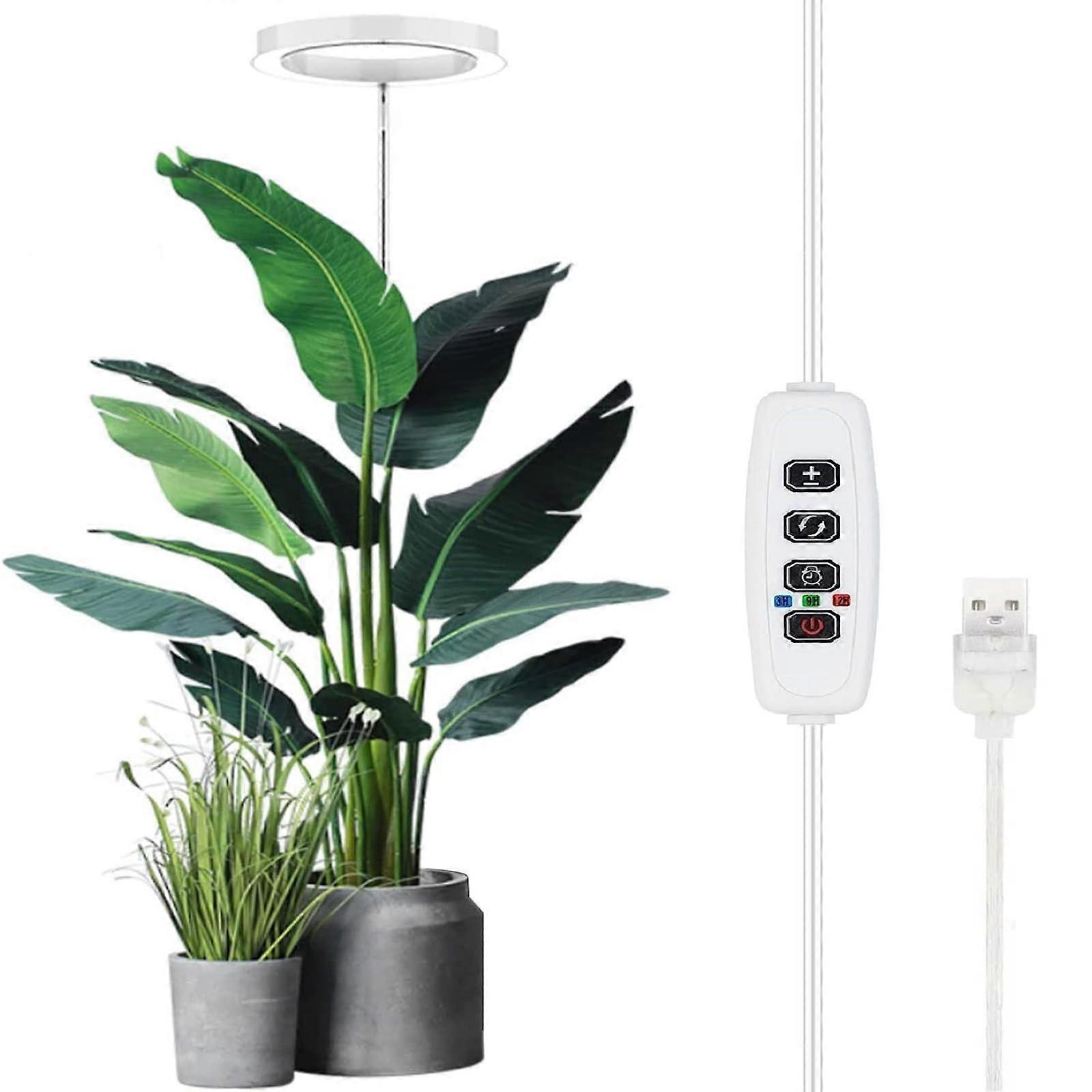 Plant Lamp LED, Full Spectrum Growth Light Floor Lamp with Timer, 10 Brightness, White 72 Beads