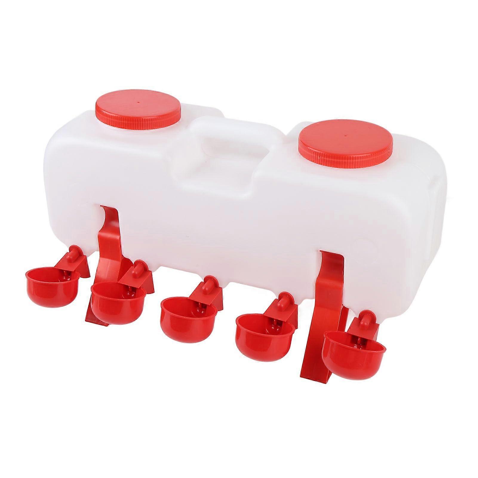 10L Chicken Water Feeder, Semi-Automatic Poultry Watering System with Rainproof Drinking Cups for Chickens, Ducks, and Turkeys