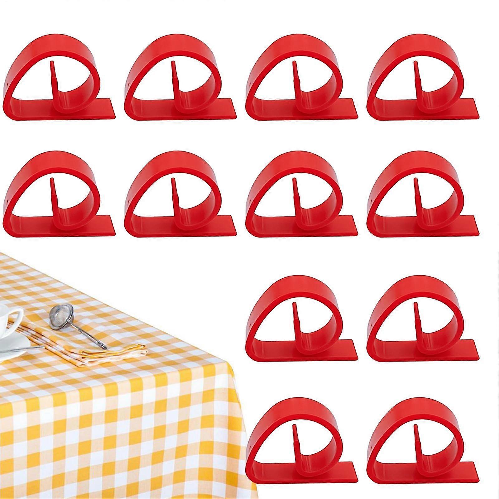 Tischsockelleisten Clips – 12 Stck tablecloth clips, picnic tablecloth handles portable for outdoor events, handle red