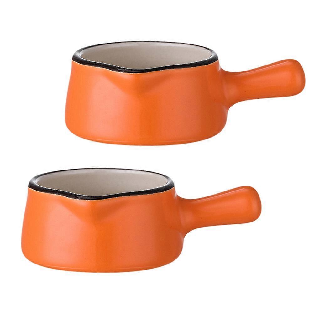 Orange Ceramic Seasoning Dish for Kitchen Use 2pcs Novel Design Condiment Saucer