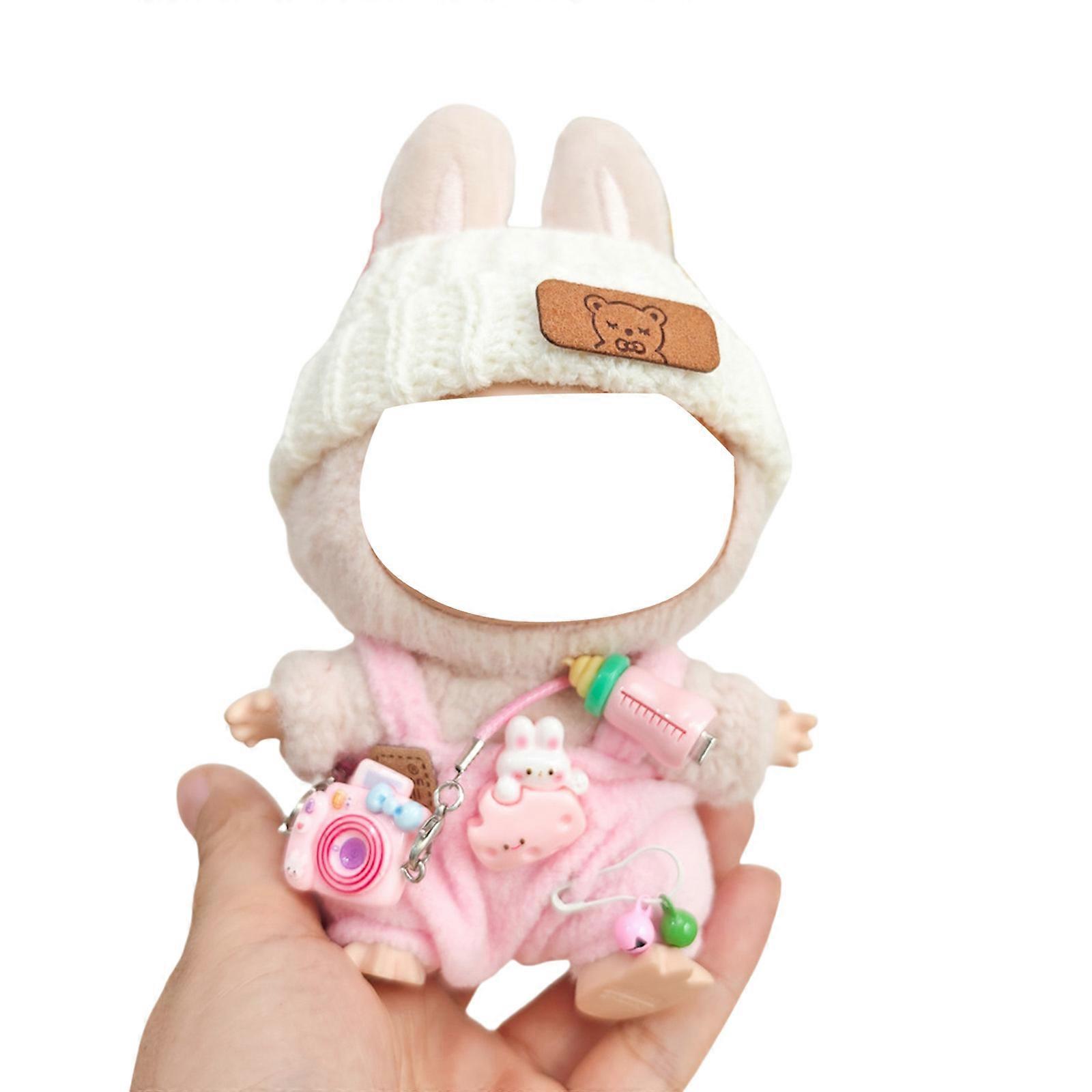 Plushes Doll Attire Including Hat And Three Detailed Ornaments For 15 17cm Display Figures Pink white set
