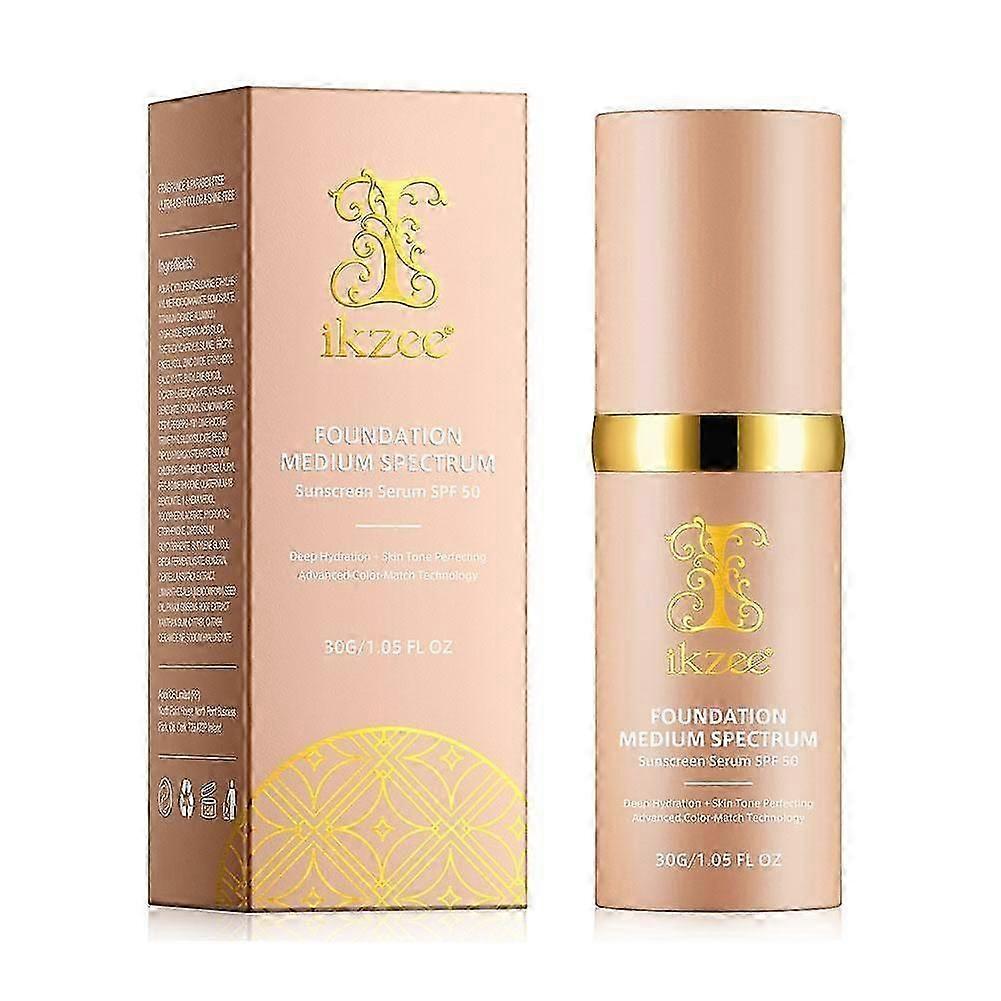 4 in 1 Foundation with SPF 50+, Hydrating Color Changing Foundation Longwearing & Waterproof, Medium Spectrum for Gym, Sport, Dancing 30ML