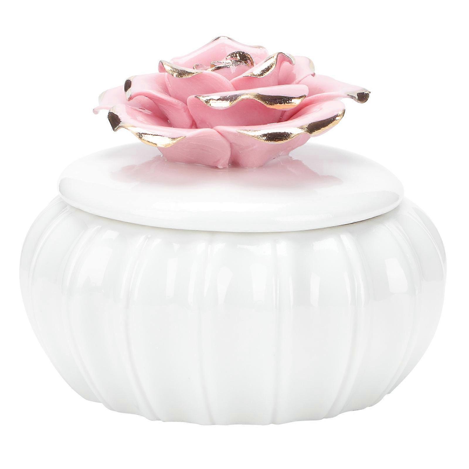 1PC Nordic Style Creative Rose Ceramic Craft Hand Printed Sealed Box Decoration