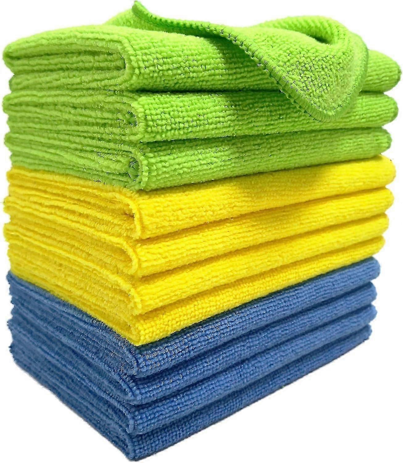 Mikrofaser-Reinigungstücher - Blau/Grün/Gelb (40x40 cm, 12 Tücher)