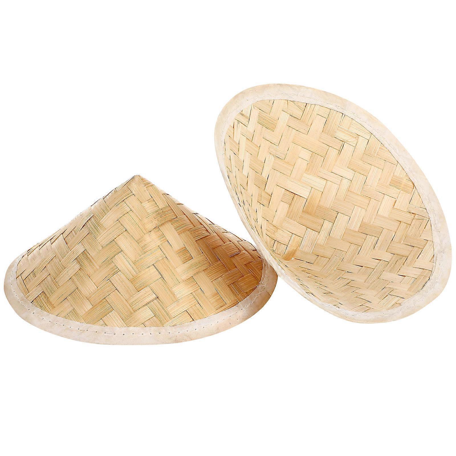 Bamboo Woven Hats for Kindergarten DIY Decoration, Outdoor Activities, and Party Supplies – 2pcs Set