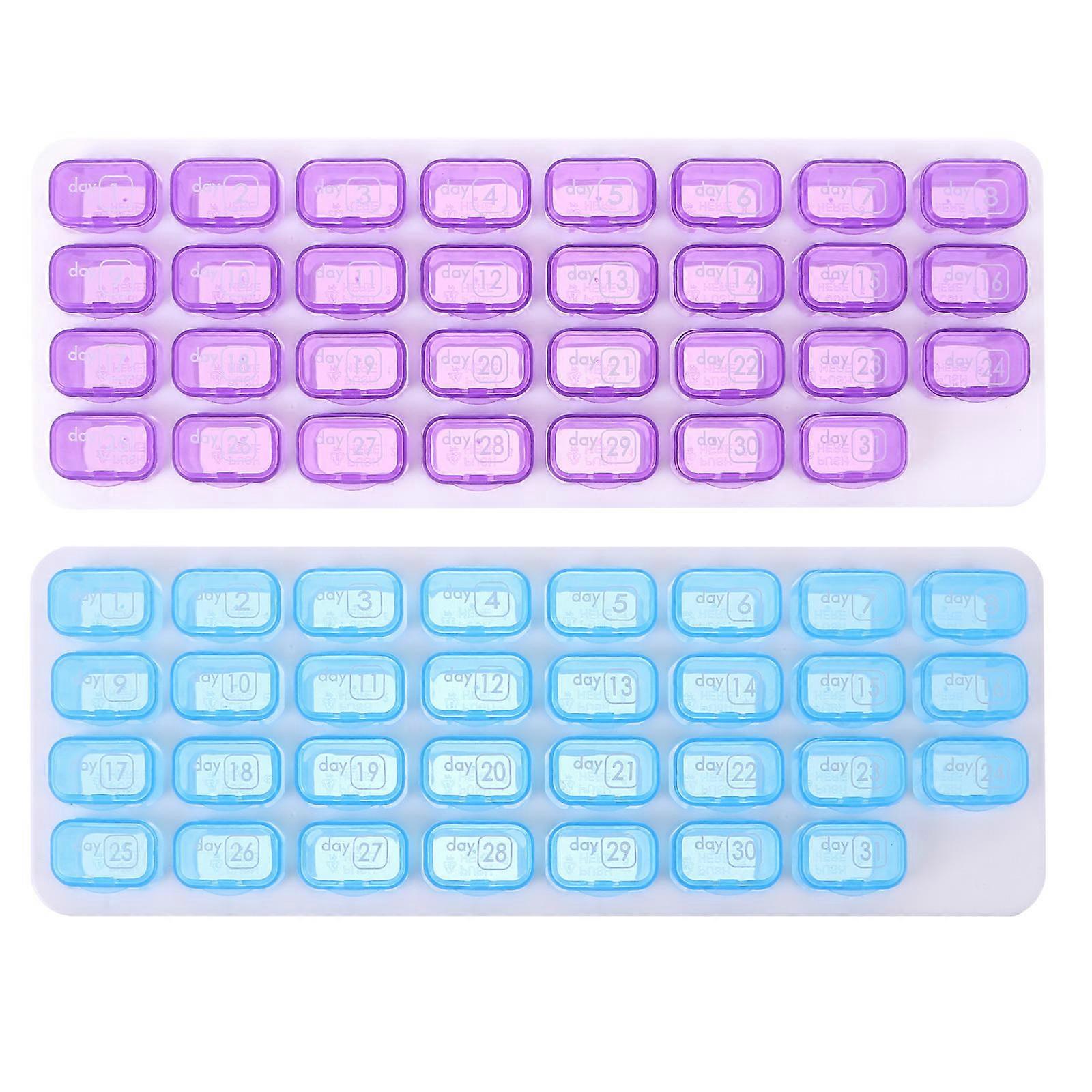 Compact Pill Holder Daily Use Case For Pills Medical Use Abs Material 2Pack