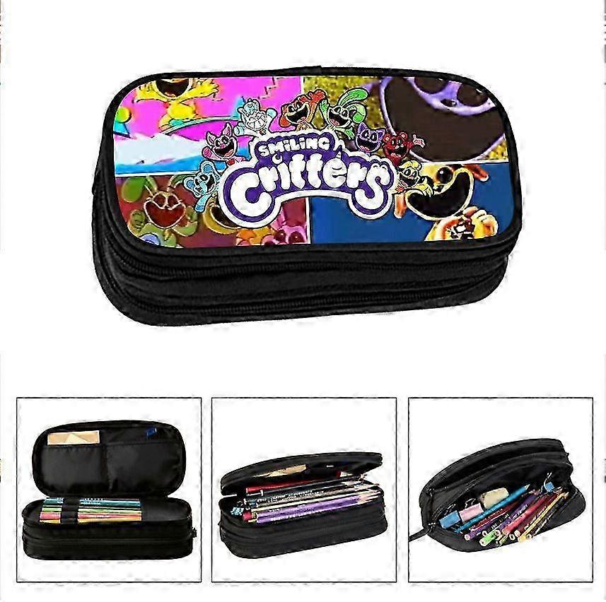 Smiling Creatures プリント 小学生に適したコンパートメント ペンバッグ - モデル MLQ3586