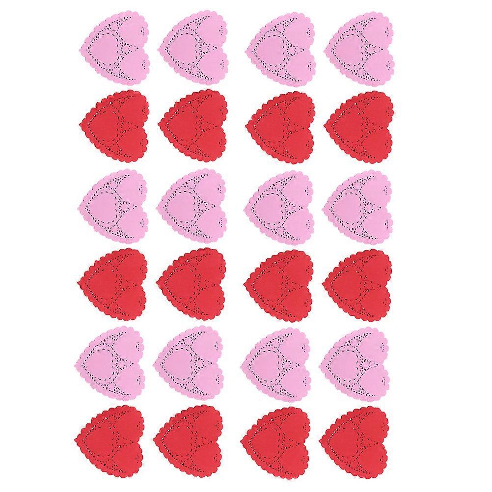 Paper Doily Heart Shaped Food Lace Paper Mats Assorted Color Birthday Food Mat Simple and Practical Design 3.93IN x 3.93IN x 0.04IN 200 Sheets