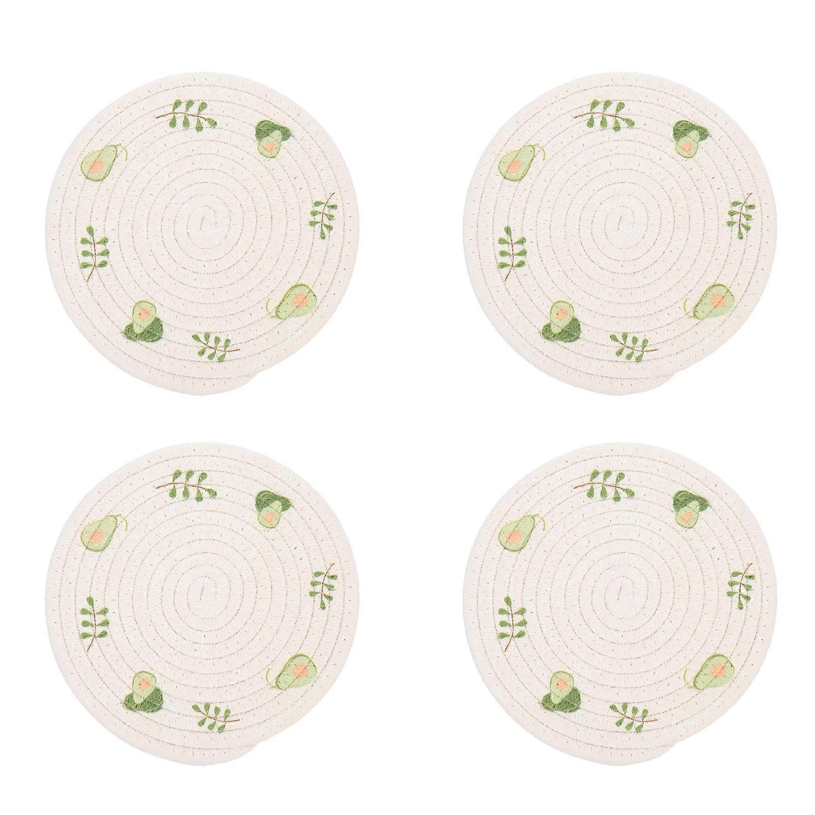 Dining Table Hot Dish Mat Woven Design Place Mats Personal Party Round Shape 19X19CM 4Pcs