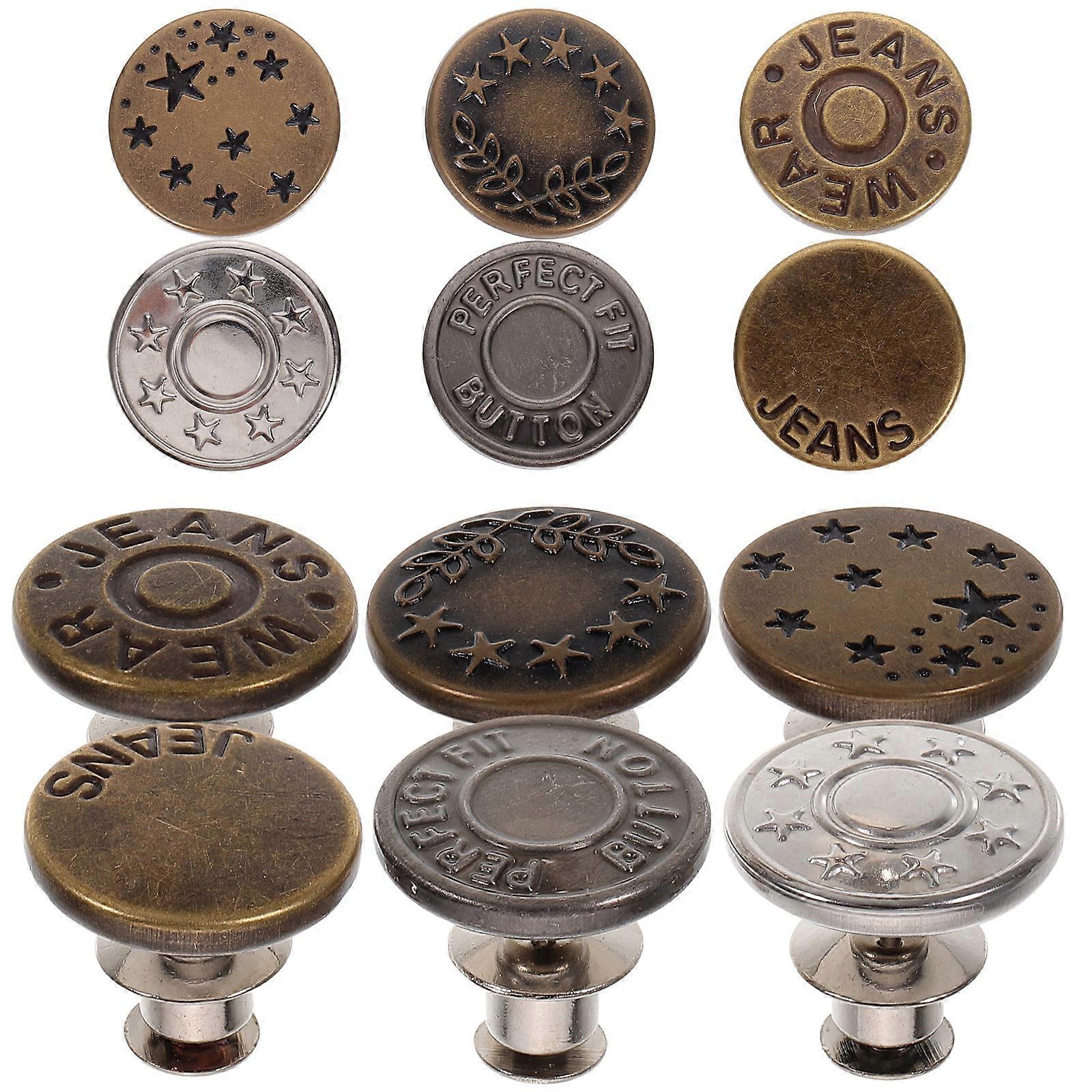Jeans Button Replacement Portable Waist Buttons Double-Sided Electroplating Men Women 12Pcs