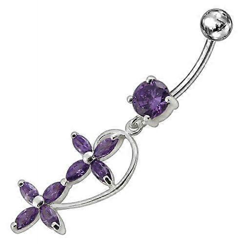 Fancy Flowers Moving Dangling Banana Navel Ring