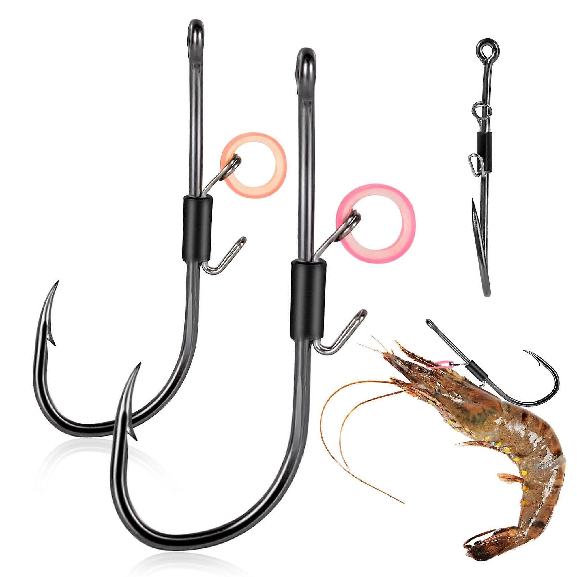 Bait Holder Fishing Hooks 10/15pcs Live Shrimp Fixed Hooks Carbon Steel Long Shank Barb for Redfish Bream Trout Bass 2/0 3/0 4/0 4/010pcs