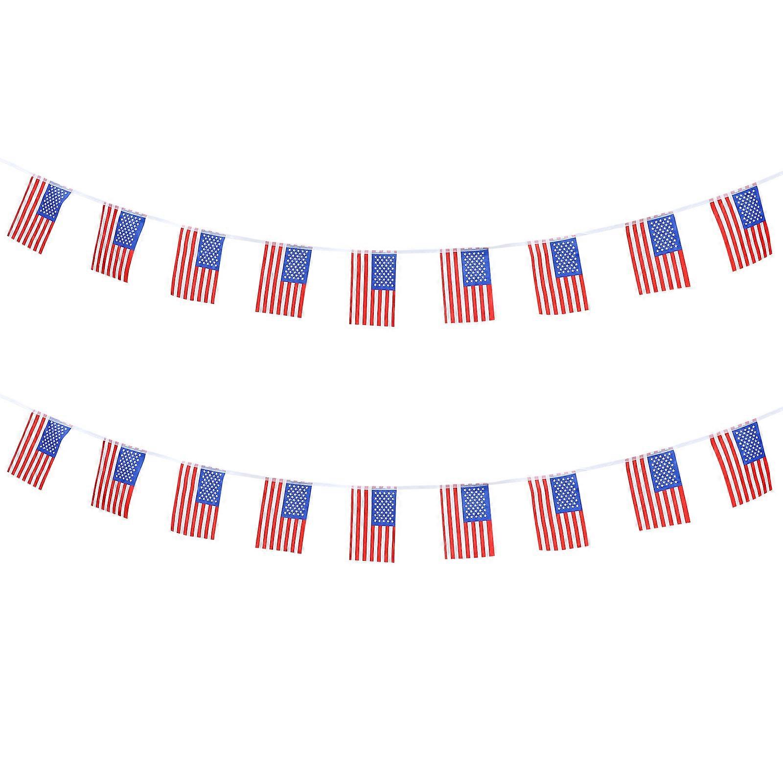 Fabric Pennant Banner Flags Independence Day Theme Party Assorted Color Rectangle Party Atmosphere Creation 1Set