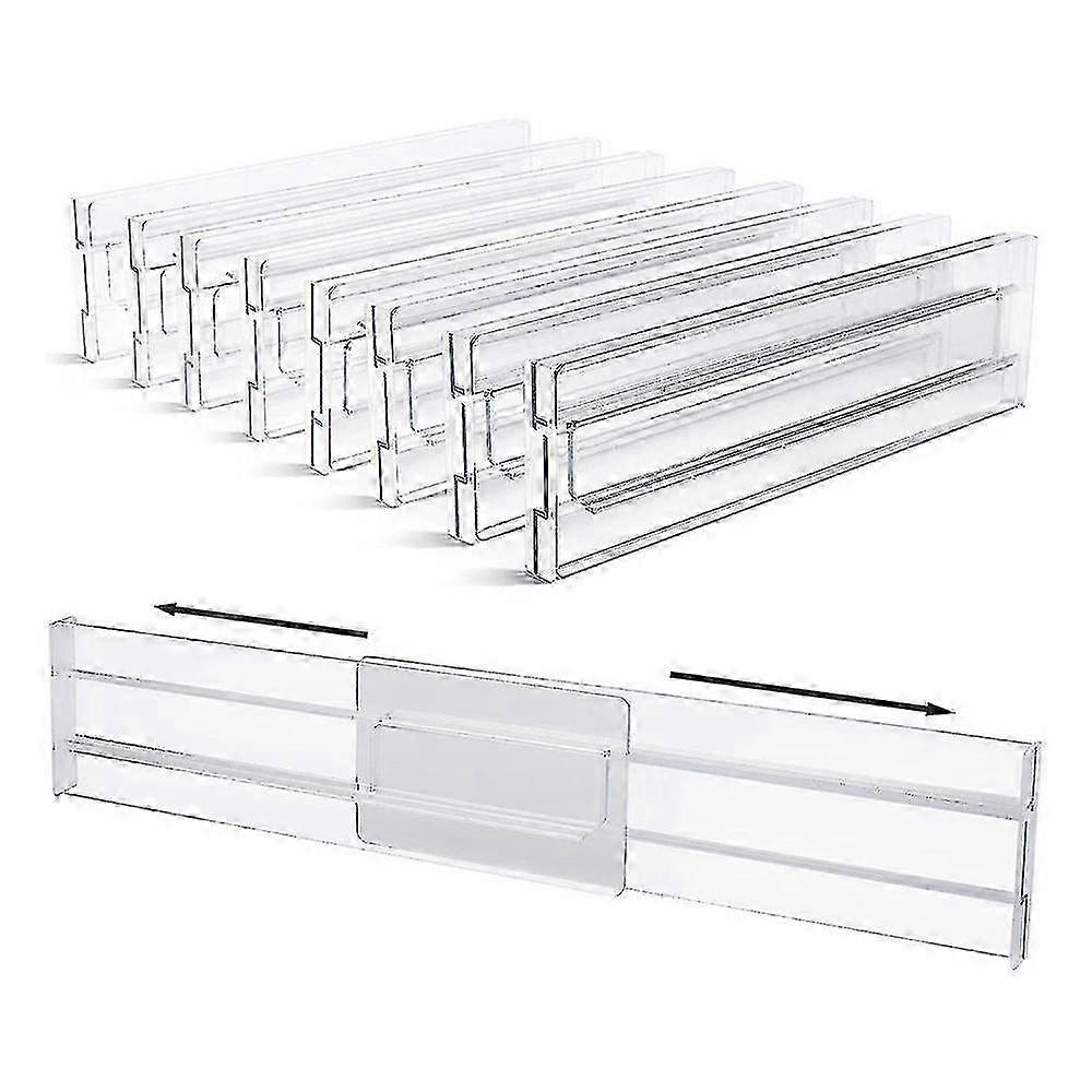 Divisórias de Gaveta 8 Pack, Ajustáveis 3.2 Polegadas de Altura Expansíveis de 11-20.6 Polegadas Gaveta de Cozinha Organi PBE--transparente