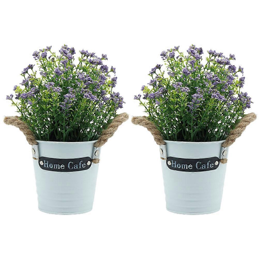 Fake Small Bonsai Desktop Decor Purple 23X17X17CM Non-wilting 2Pcs