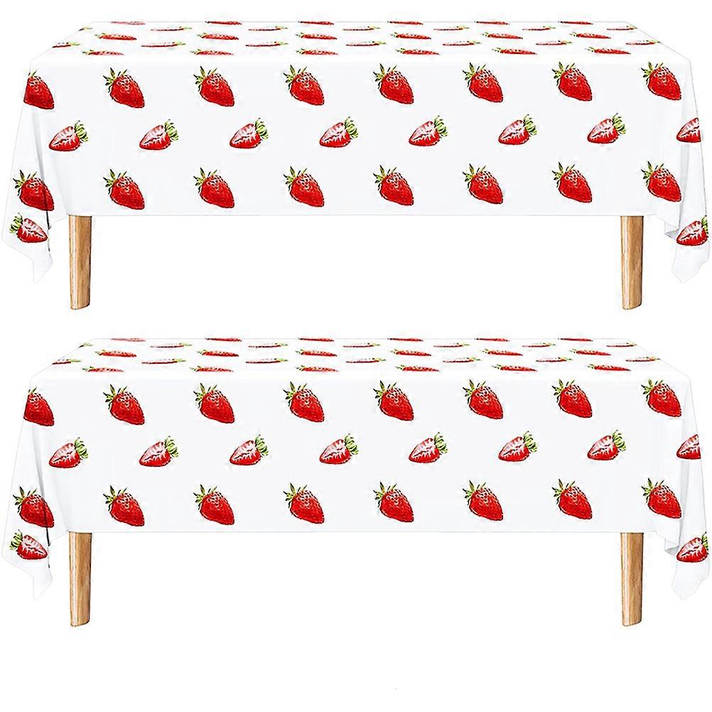 Kids Party Table Cloth Multi-Colored Rectangle Tablecloth For Strawberry Theme Party Sturdy 2Pack