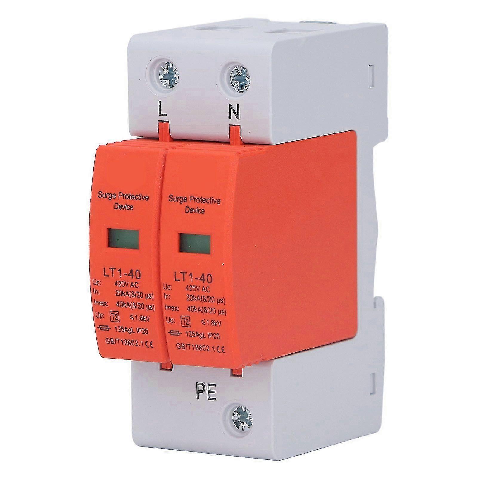 AC Surge Protector 2P Flame Retardant 36mm Rail Installation Protective Arrester Device 420V