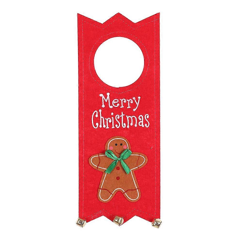 Christmas Hanging Ornament Gingerbread Man Shape Door Handle Ornament Multi-Colored 11.5 x 0.2 x 29 Cm Felt Tree Hanging 1Pcs