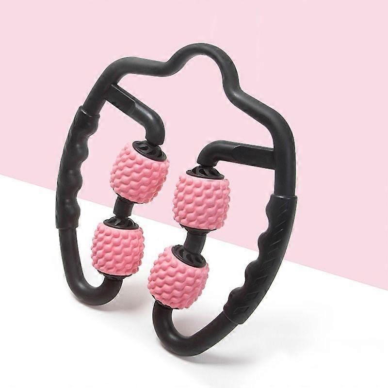 Foam Yoga Roller 4-wheel RingWater-drop Type Cherry Pink