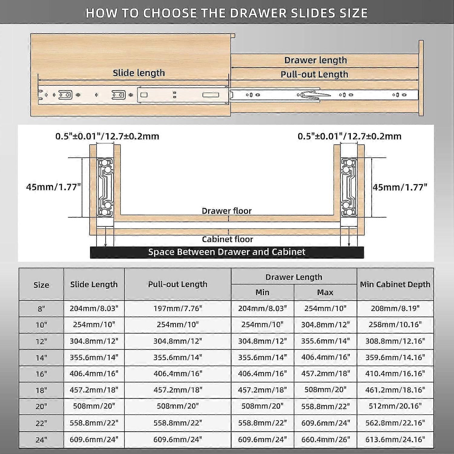 Συρτάρι Συρτάρι, με Ένσφαιρο Τριβέ Προέκτασης 300mm, 1 Ζεύγος (2 Τεμάχια)