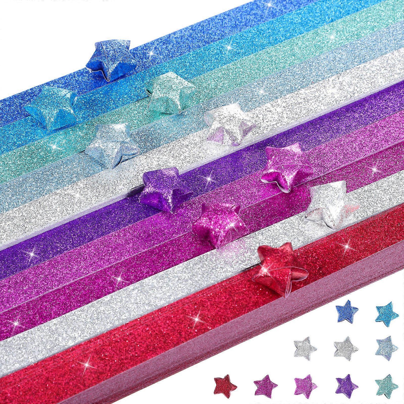Origami Star Strips Glitter Embedded Paper Purple Gradient For Children Craft Enthusiasts 1040Pcs