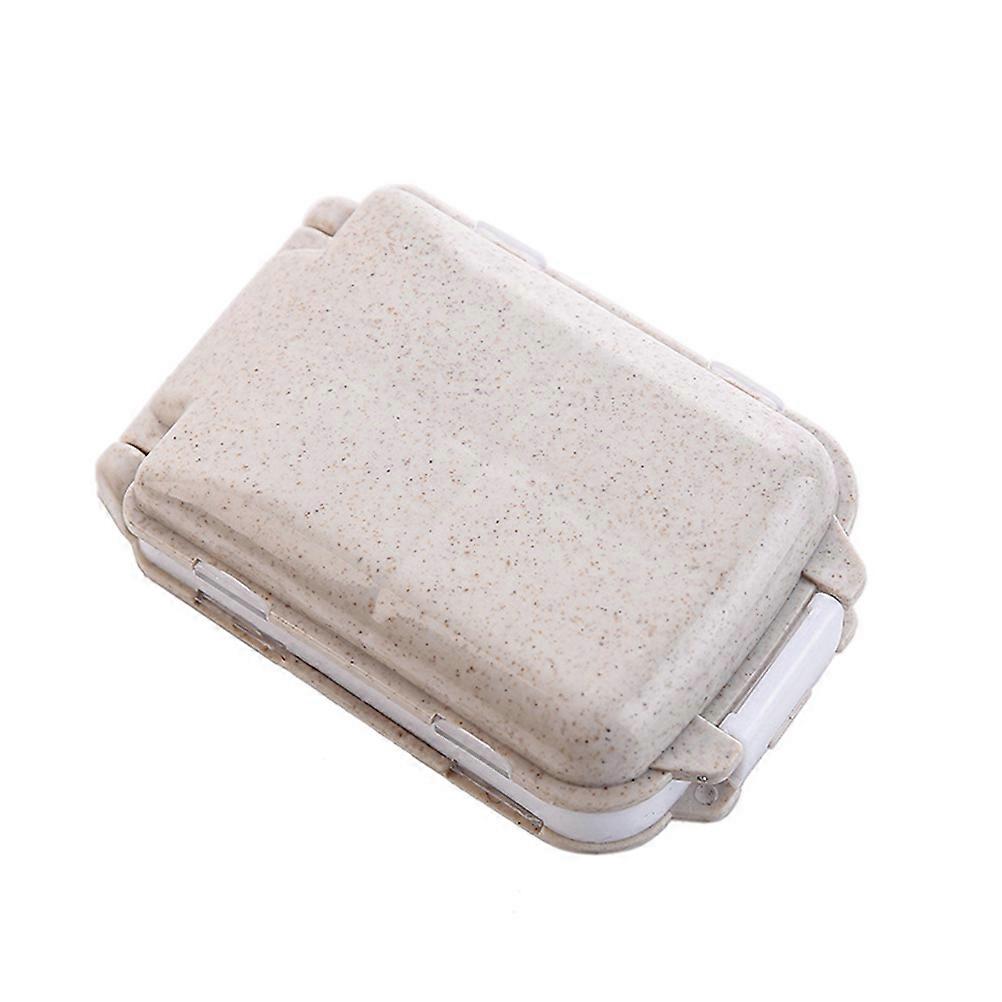 Travel Pill Holders Portable Case Foldable Three-layer Classification Organizer Beige 10.00X6.50X3.50CM Hold Meds and Small Items 2Pcs