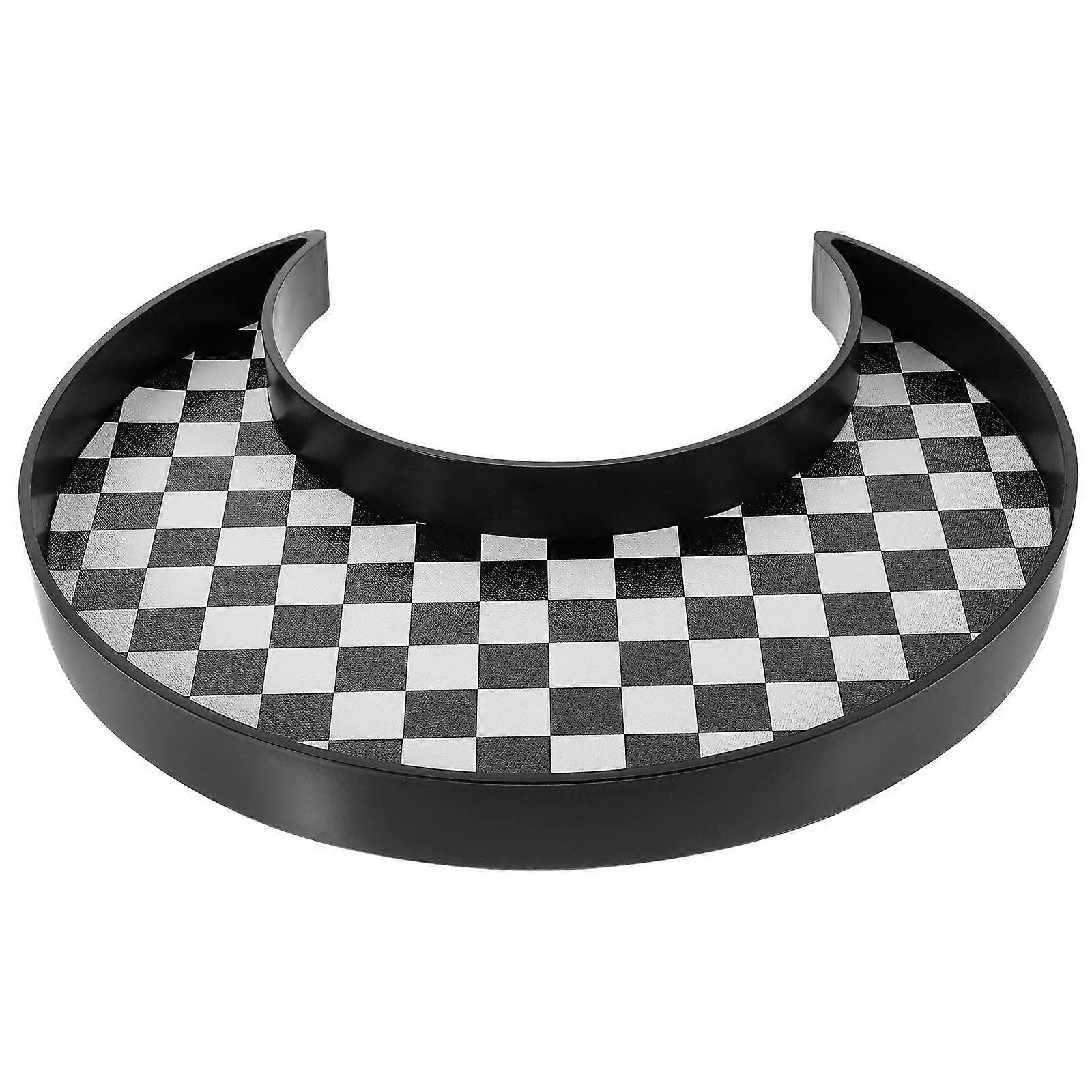 Checkerboard Pattern Storage Tray Desktop Organizer Countertop Organizer Black 25.6X11.5X2.5CM Storage 1Pcs