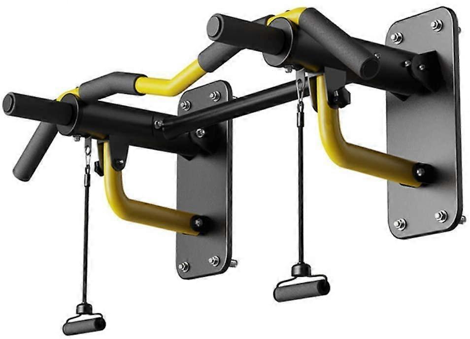 Pull Up Bar Wall Mounted Non-Slip Handles Folding Resistance Band Model D Yellow