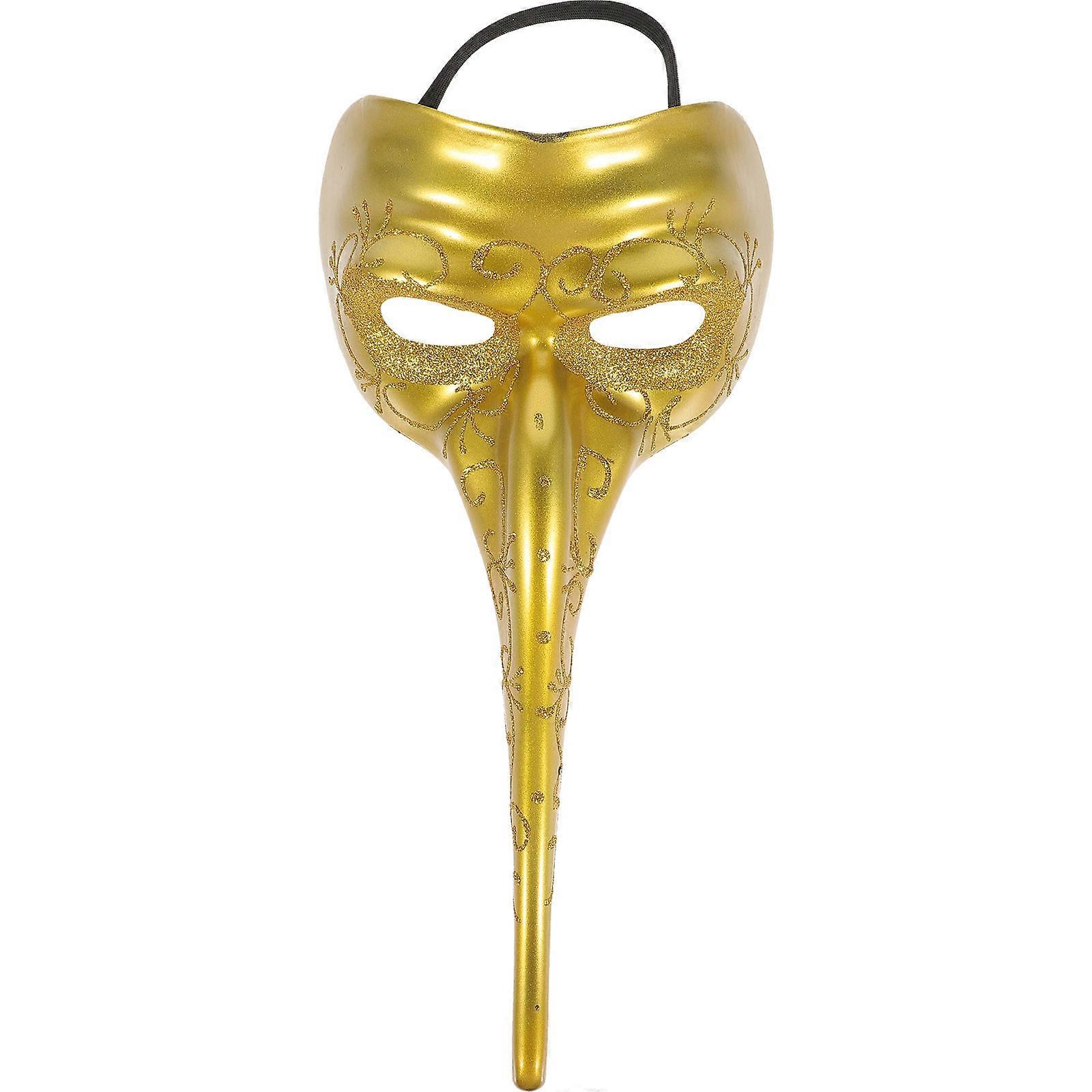 Masquerade Party Mask with Long Nose Design, Plastic Carnival Halloween Costume Accessory for Adults, Unique Creative Photo Prop for Role Playing and