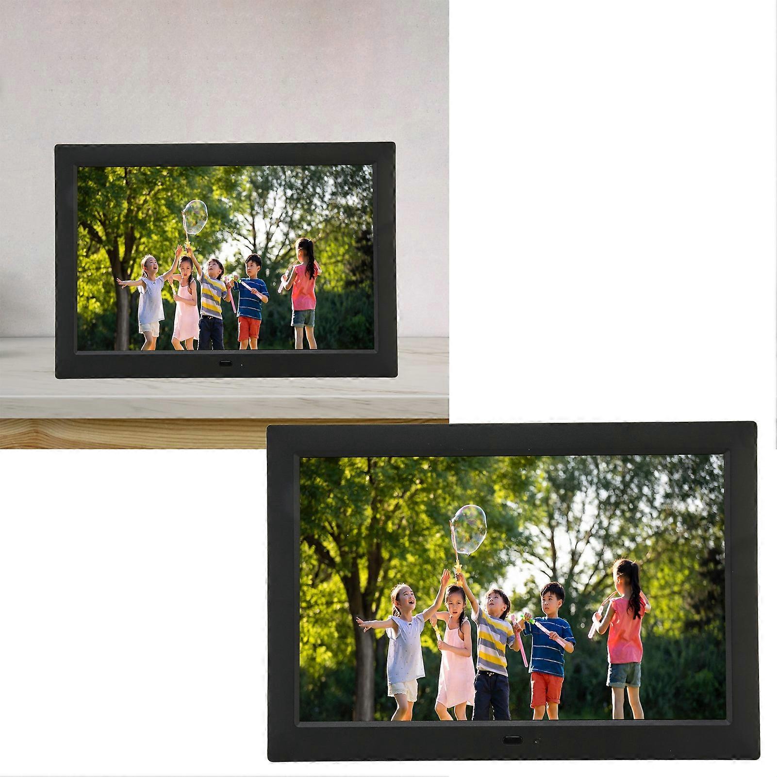 Digital Photo Frame 10.1in HD IPS Screen 1080P Video Music Calender Auto On Off Timer Electronic Picture Frame 100‑240V EU Plug 