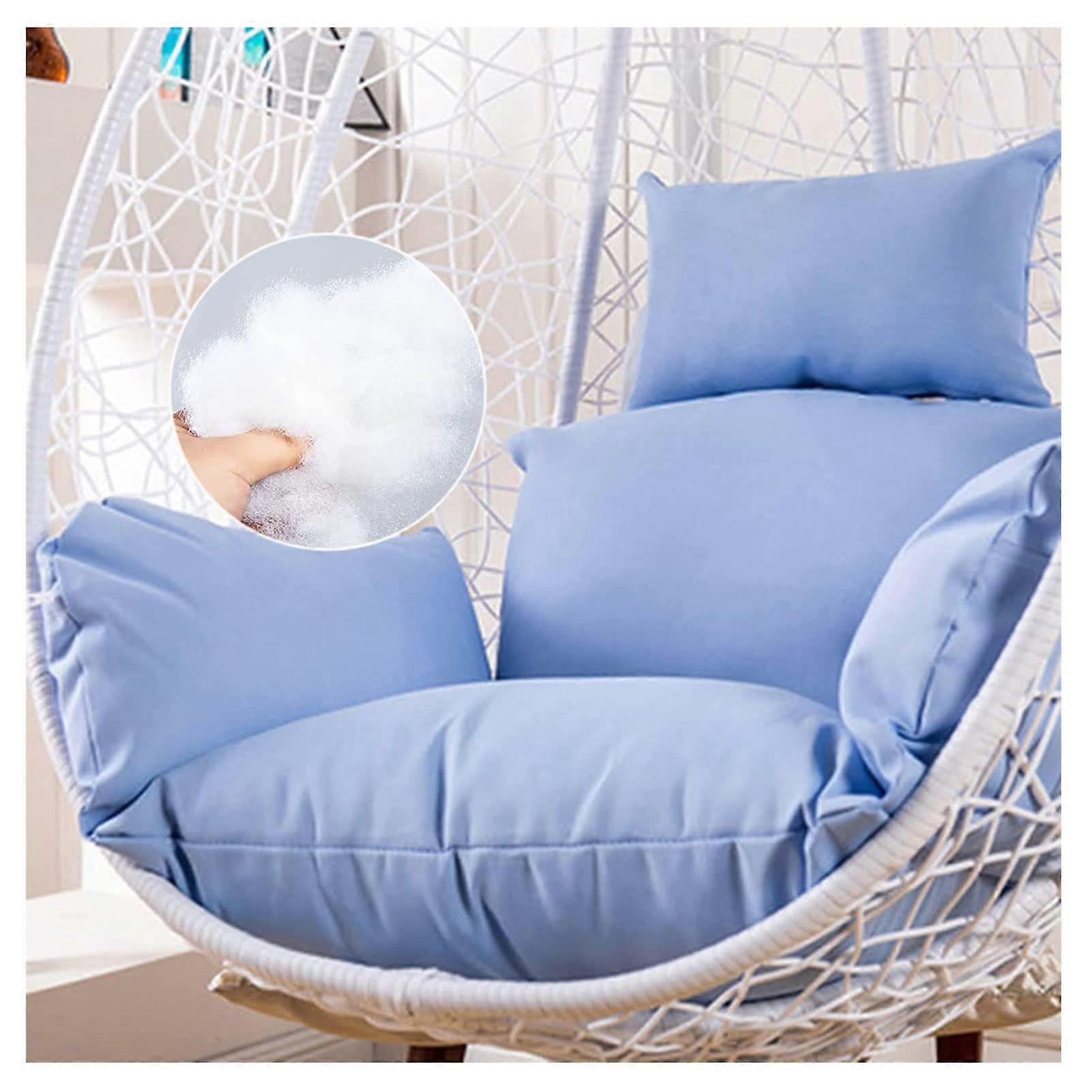 Waterproof blue cushion, replacement for egg chair swing, large rattan weave hammock, chair cushion for indoor and outdoor use, balcony, garden.